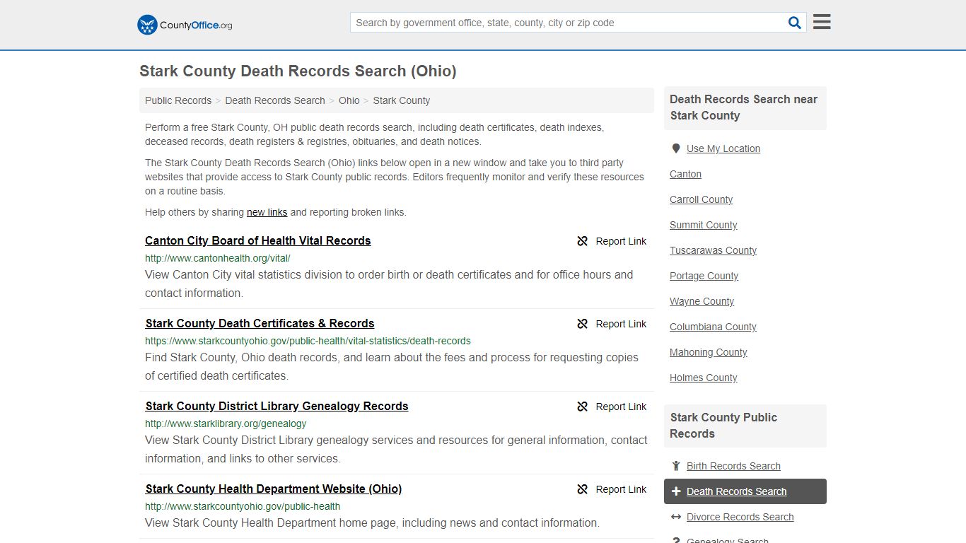 Death Records Search - Stark County, OH (Death ...